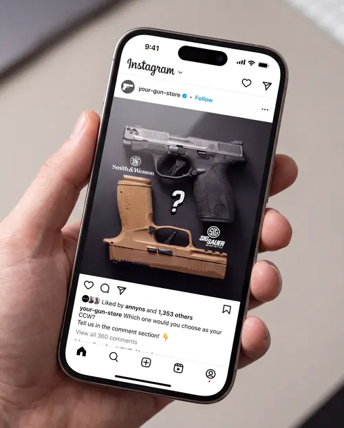 Example Instagram post asking followers which pistol they'd choose as their CCW